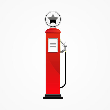 Retro gas pump station, vector design