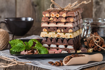 assortment of white, dark, and milk chocolate