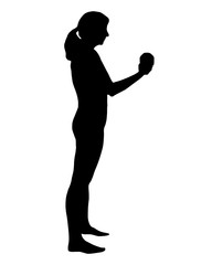 Fototapeta na wymiar Silhouette einer Frau beim Training