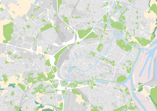 vector city map of Strasbourg, France