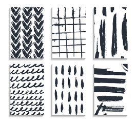 Set of hand drawn cards. Abstract backgrounds. For posters, flyers, banners, placards