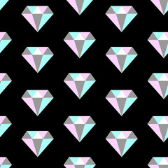 pastel crystals on black background pattern seamless vector