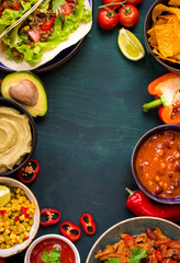 Mixed mexican food background