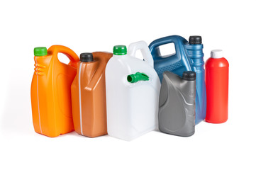 Plastic canisters for machine oil