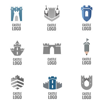 Set of castle, fortress vector logo. Logo for your business.