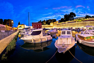 Fototapeta na wymiar Blue evening in Zadar Fosa harbor