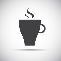 Simple vector cup of coffee icon isolated on white background