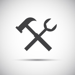 Simple vector tools icon, wrench and hammer