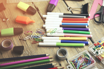 different stationary on the table