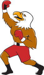 Bald Eagle Boxer Pumping Fist Cartoon