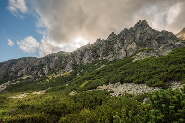 Mountain Landscape on Cloudy Day. Mlynicka Valley, High Tatra, Slovakia.