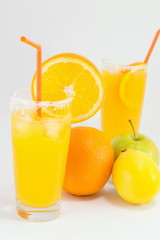 Cold orange and lemon juice for summer day refreshment