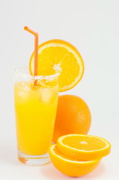Cold orange juice for summer day refreshment