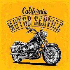 Obraz premium Motorcycle. Vector engraved illustration