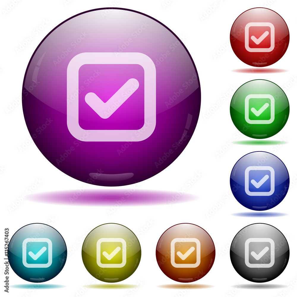 Poster checkbox glass sphere buttons