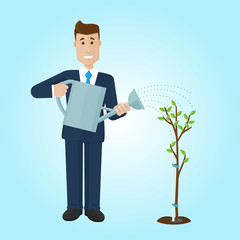 Businessman care about his investments