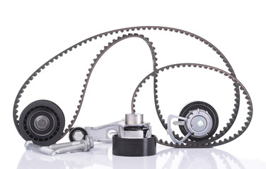 Timing belt kit isolated on white