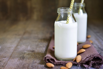 Two bottles of almond milk