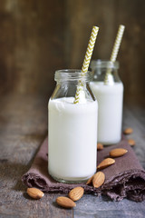 Two bottles of almond milk