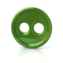 3d illustration of green sewing button