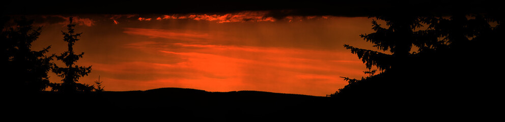 Sunset in evening in Jeseniky mountains