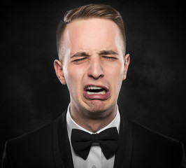 Depressed crying man