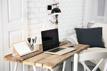 Modern monochrome workplace on light background