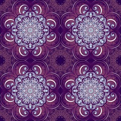 Seamless pattern. Ornate flowers henna colors vector mandala in indian style. Vintage decorative elements. Hand drawn background. Islam, Arabic, Indian, ottoman motifs.