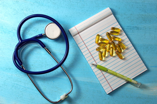 A Stethoscope With A Transparent Pills