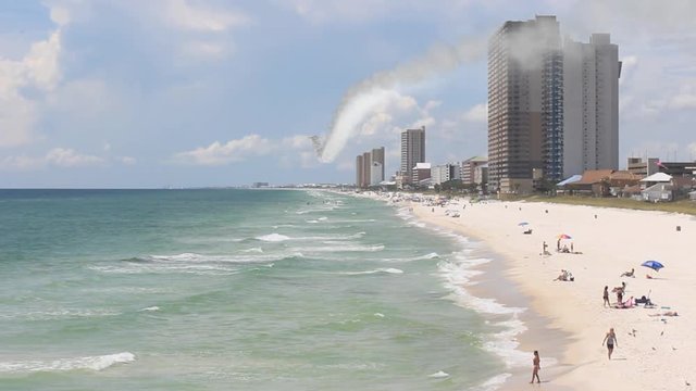 Space Craft Flyover The Beach With Vapor Trail 3d Render
Panama City Beach, Florida in background