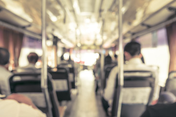 Fototapeta na wymiar blur background : people in public transportation bus,abstract b