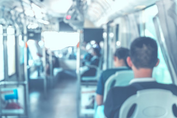 blur background : people in public transportation bus,abstract b