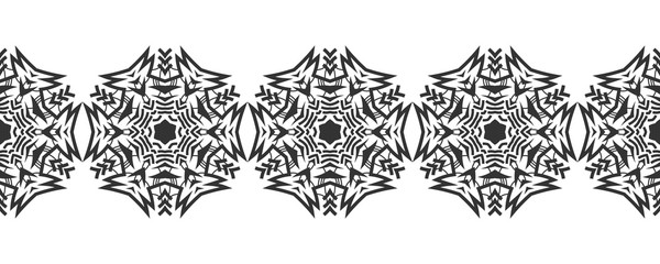 Lace. Black silhouette. Seamless pattern of round ornament. Snowflakes. Vector