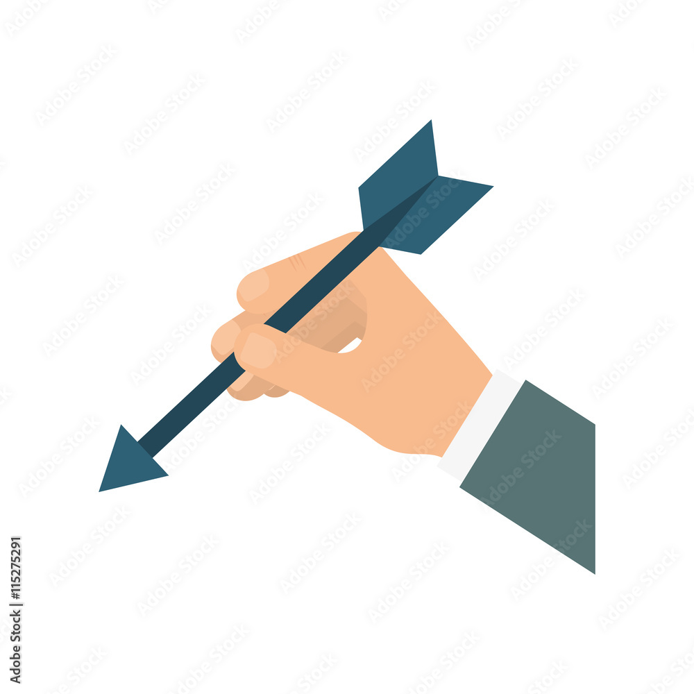 Poster solution concept represented by hand and arrow icon. isolated and flat illustration