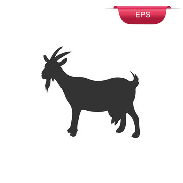 goat, farm animal, icon, vector illustration