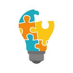 Energy concept represented by light bulb with puzzle icon. isolated and flat illustration 