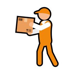 Delivery and Shipping concept represented by delivery man icon. isolated and flat illustration 