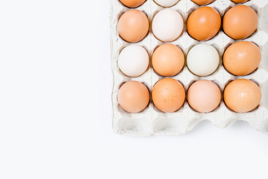 group of eggs in paper tray