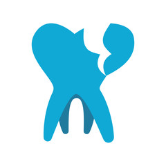 Dental care concept represented by broken tooth icon. isolated and flat illustration 