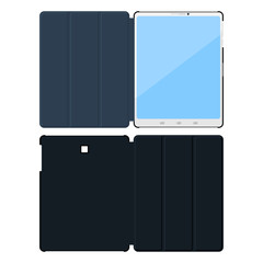 Flat tablet pc cases. Opened inside, outside