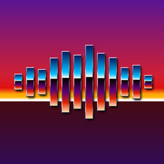 80s styled chrome sound wave