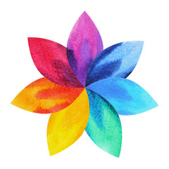 7 color of chakra sign symbol, colorful lotus flower icon logo - obrazy, fototapety, plakaty