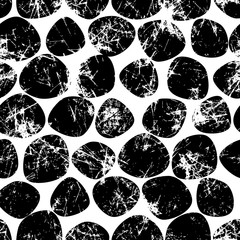 Vector seamless patterns with abstract stones. Creative black and white grunge backgrounds with rocks. Texture with cracks, ambrosia, scratches, attrition. Graphic illustration.