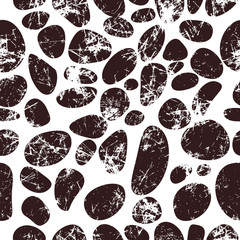 Vector seamless patterns with abstract stones. Creative black and white grunge backgrounds with rocks. Texture with cracks, ambrosia, scratches, attrition. Graphic illustration.