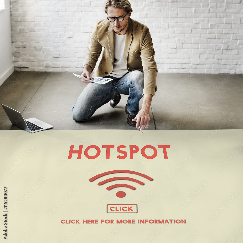 Poster hotspot computer connection system internet concept