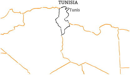 Tunisia hand-drawn sketch map