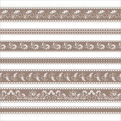 Hand drawing decorative floral and herbs silhouette seamless line pattern