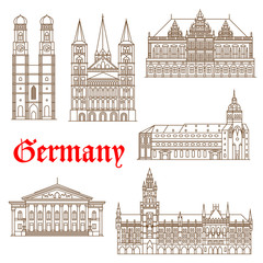Fototapeta premium Famous landmarks of german architecture icon