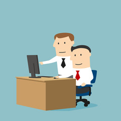 Obraz premium Business collegues working together using computer