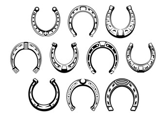 Lucky horseshoes retro symbol for talisman design - obrazy, fototapety, plakaty